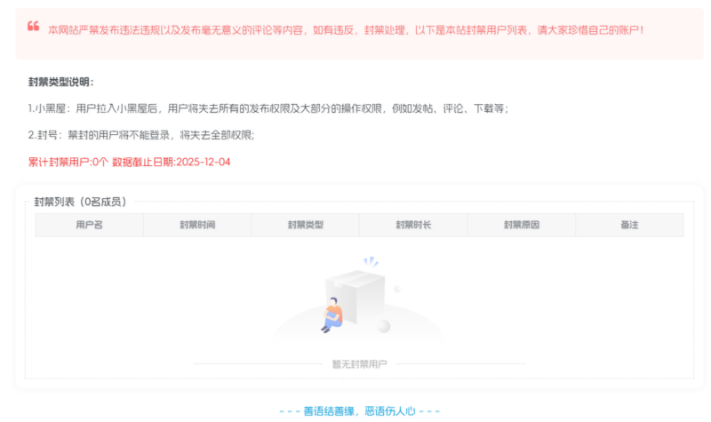 子比主题美化 – 添加用户封禁功能小黑屋模块-呆窝云 - 不明所以呆